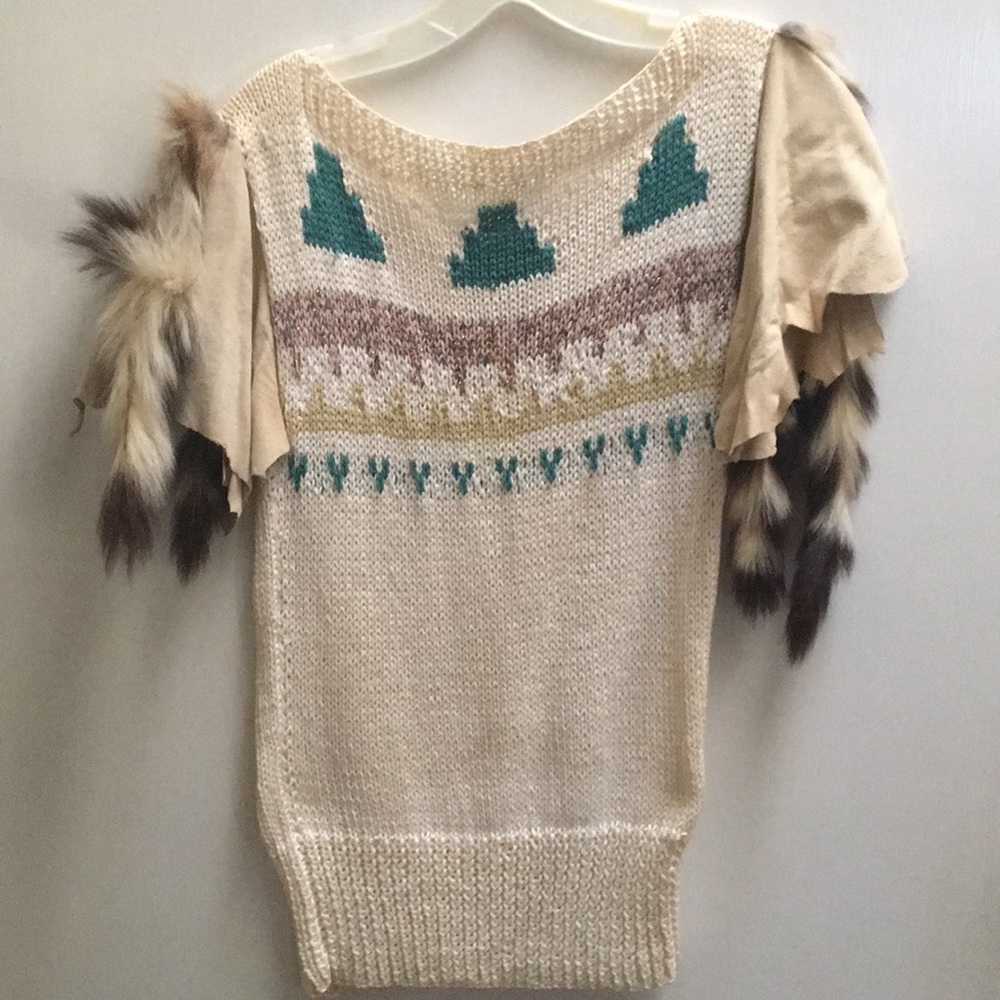 Designer sweater! One of a kind! Real fur!